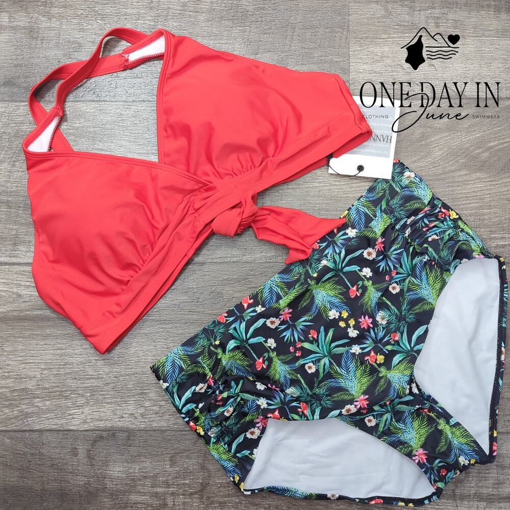 Hanna Nikole High Waist Tie Back Bikini Swimsuit Size XL